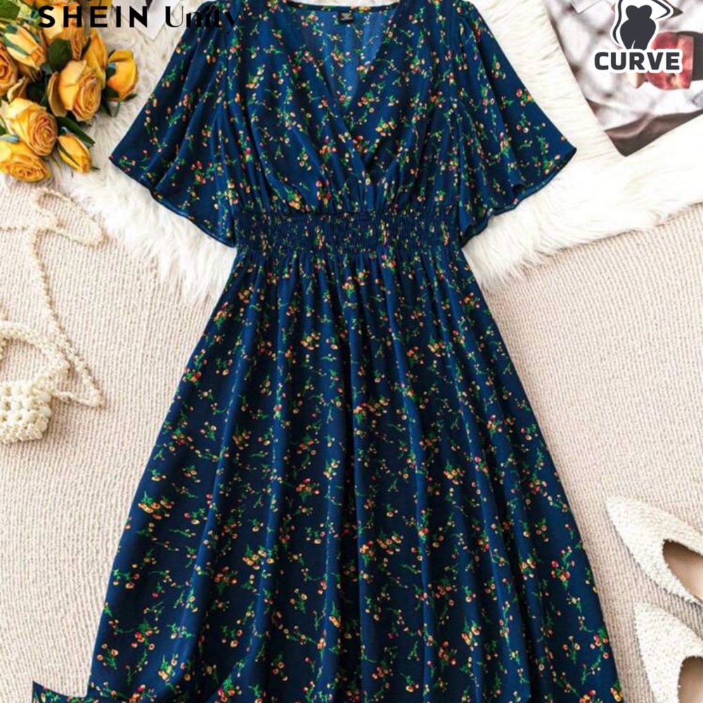 Floral Blue Midi Dress